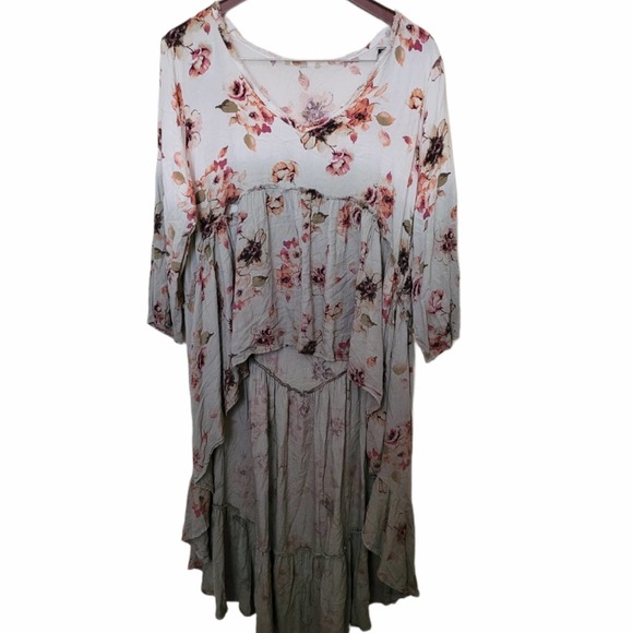 Boho Floral High Low Blouse/ Duster Boho - Picture 1 of 10